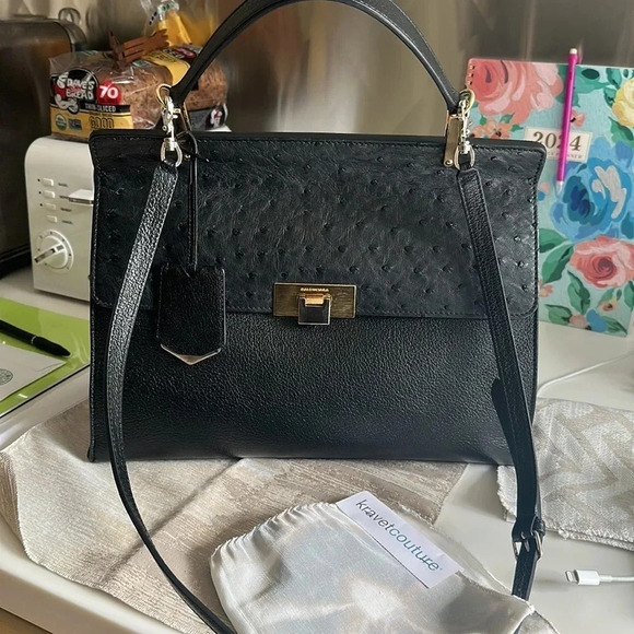 Balenciaga Le Dix Zip Cartable Top Handle Bag Leather and Ostrich Medium - Picture 13 of 13